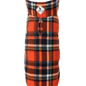 NWT WORTHY DOG FARGO ORANGE NAVY PLAID FLEECE JACKET XL 30